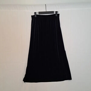Vintage Basic Editions 90s Black Velvet Velour Witchy Midi Skirt Size Medium